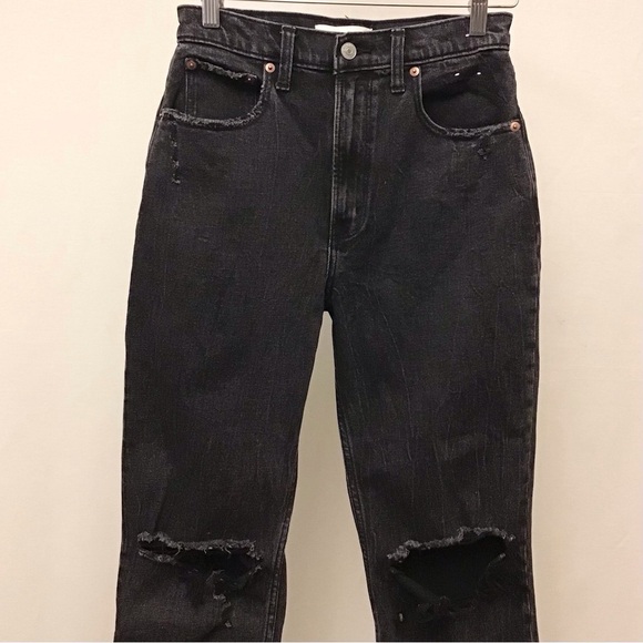 Abercrombie 4 Short (27S) Ankle Straight High Rise Curve Love Womens Black Jeans - Picture 3 of 10